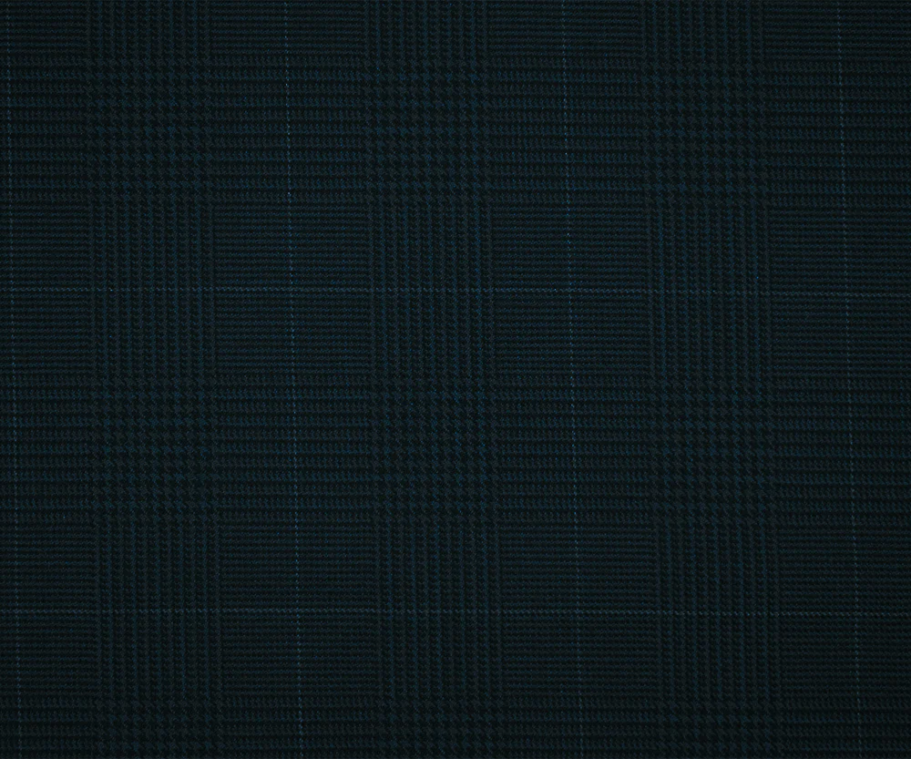 Black-Deep Teal-Multi Wool Polyester Glen Plaid Check Twill Suiting Fabric - Image 4