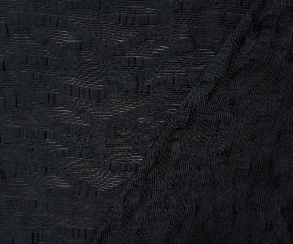 Black Famous Maker Nylon Abstract GeometrIc Mesh Knit Fabric - Image 2