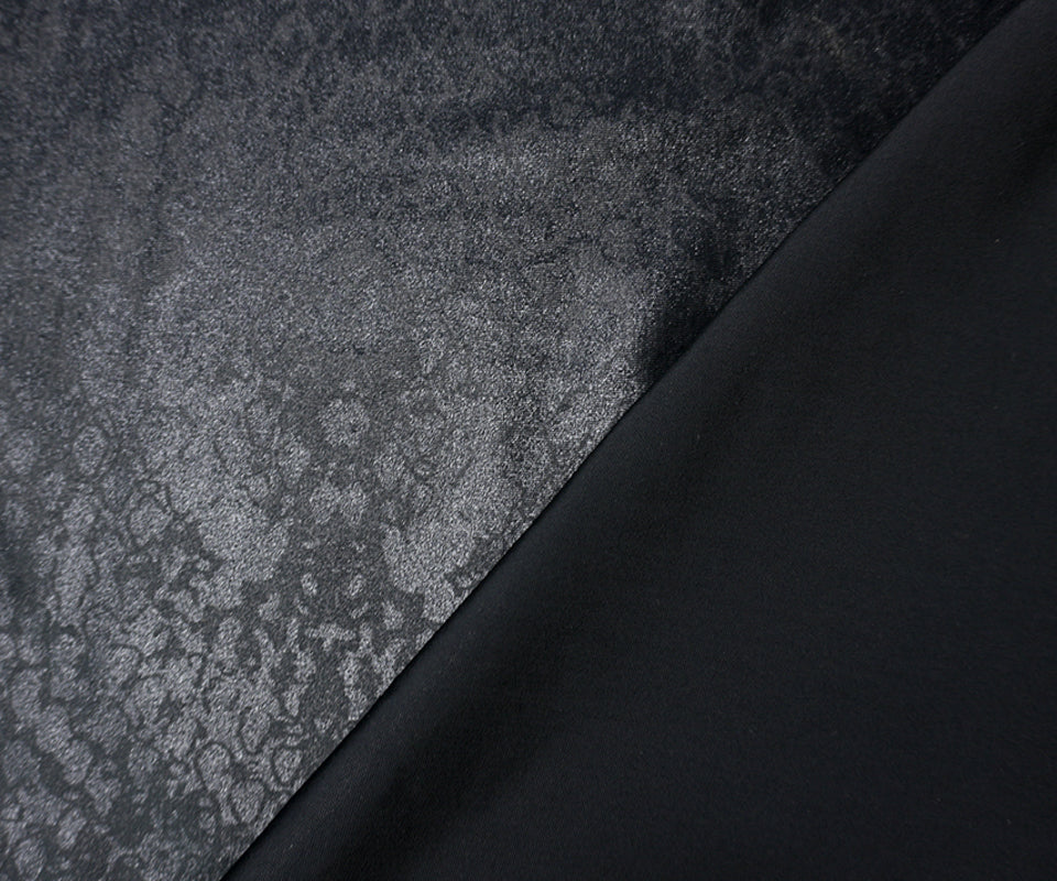 Black Famous Maker Nylon Spandex Reptile Satin Tricot Knit Fabric - Image 2