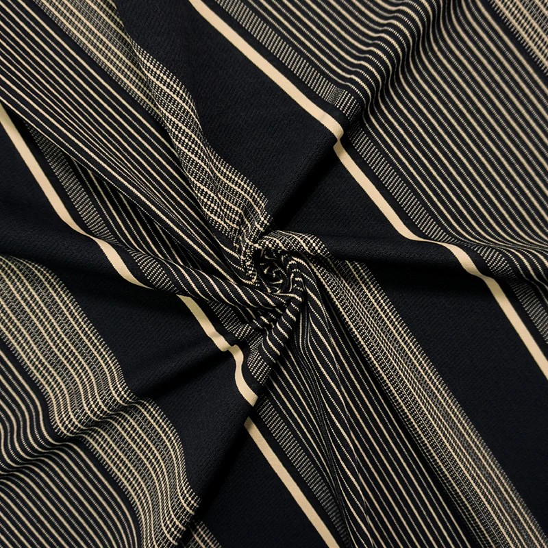Black Famous Maker Nylon Spandex Stripe Jacquard Double Knit Fabric
