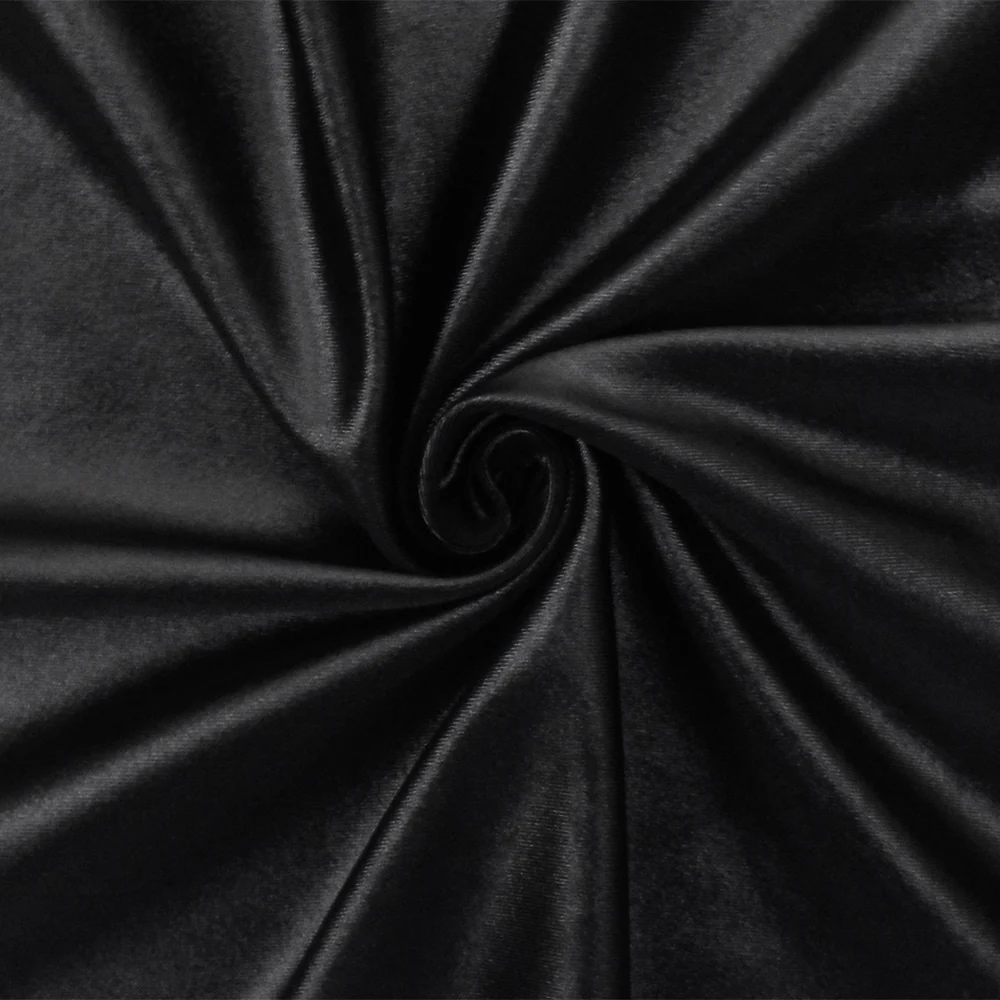 Black Famous Maker Nylon Stretch Spandex Satin Tricot Swimwear Knit Fabric - Image 3