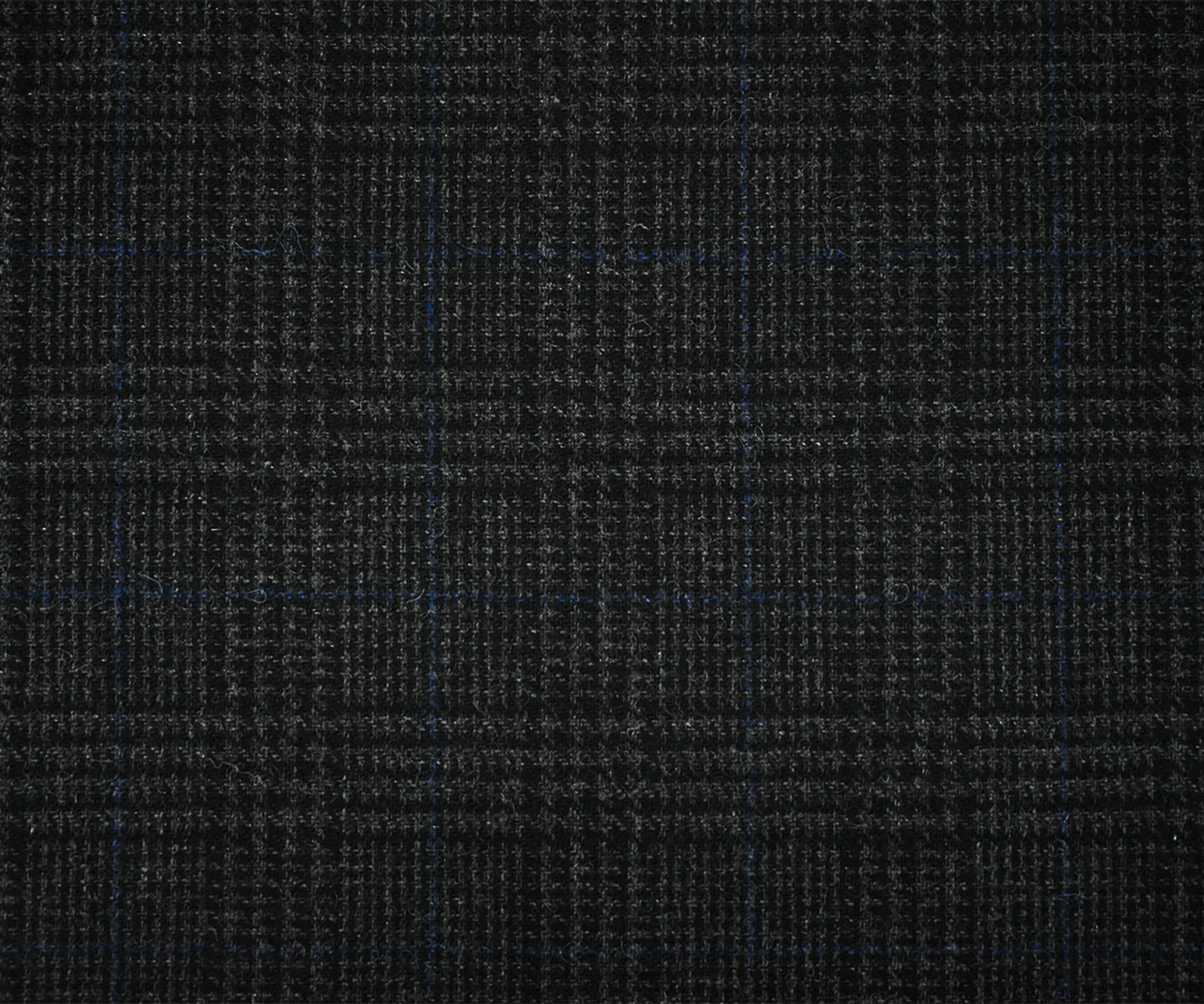 Black-Gray-Blue Wool Blend Glen Plaid Check Jacketing Woven Fabric - Image 4