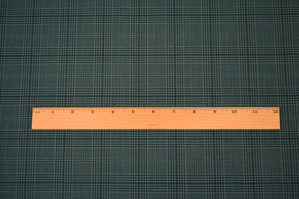 Black-Gray-Multi Wool Polyester Plaid Woven Shirting Fabric - Image 5