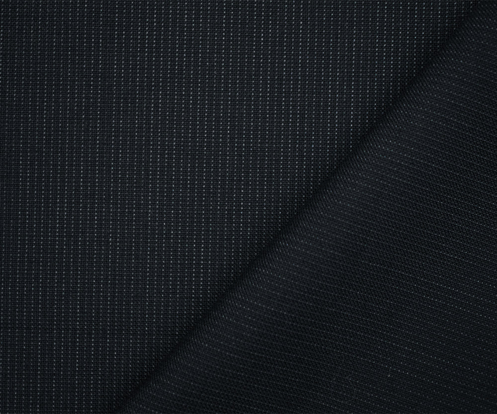 Black-Gray Poly-Wool Subtle Striped Woven Shirting Fabric - Image 3