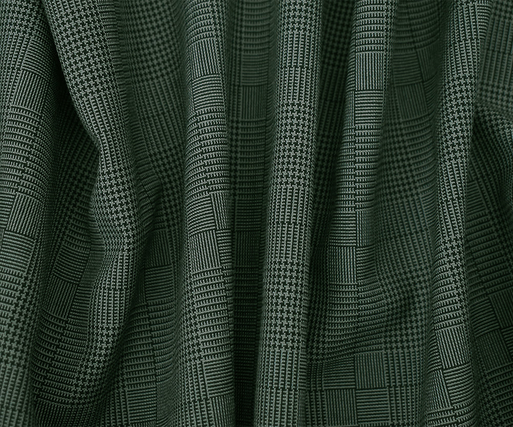 Black-Gray Polyester Wool Glen Plaid Woven Shirting Fabric - Image 2