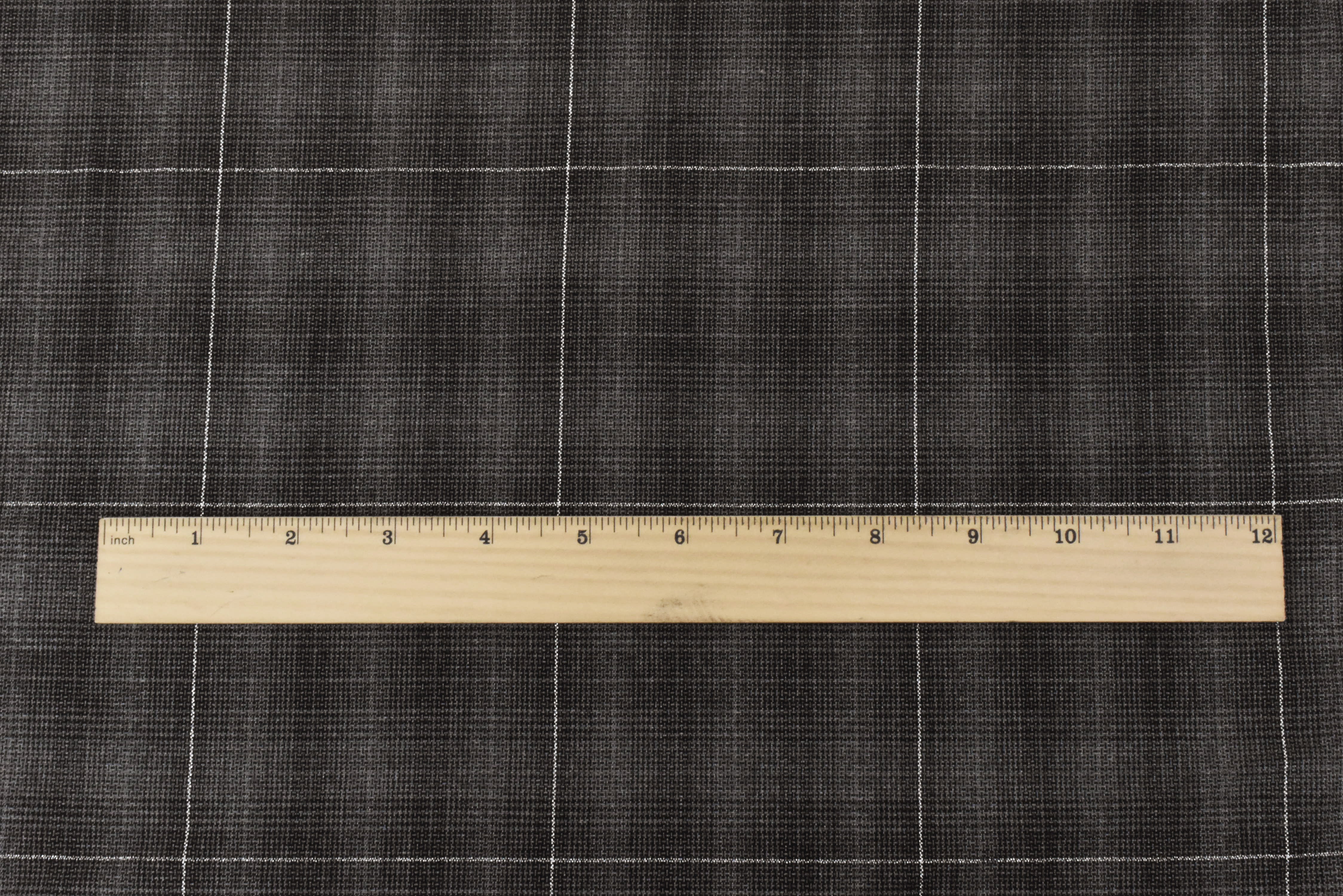Black-Gray-Silver Plaid Grid Poly Metallic Shirting Woven Fabric - Image 4