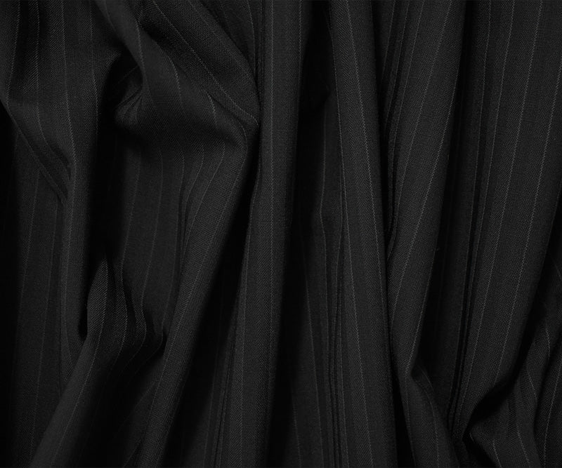 Black-Gray Tropical Wool Rayon Stripe Dobby Woven Shirting Fabric - Image 3