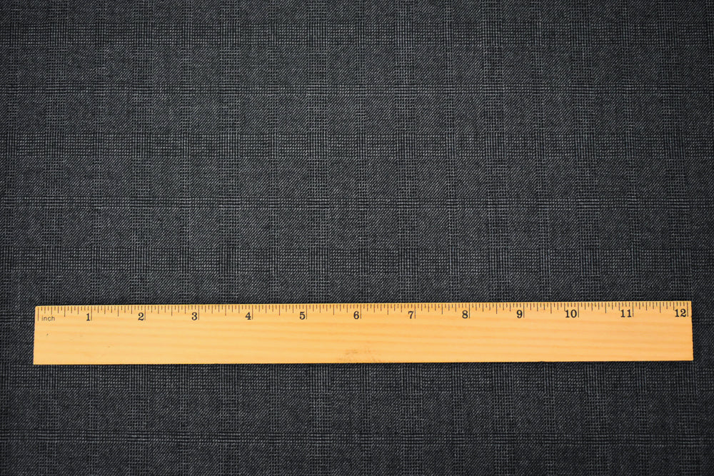 Black-Gray Wool Polyester Check Plaid Dobby Suiting Fabric - Image 5