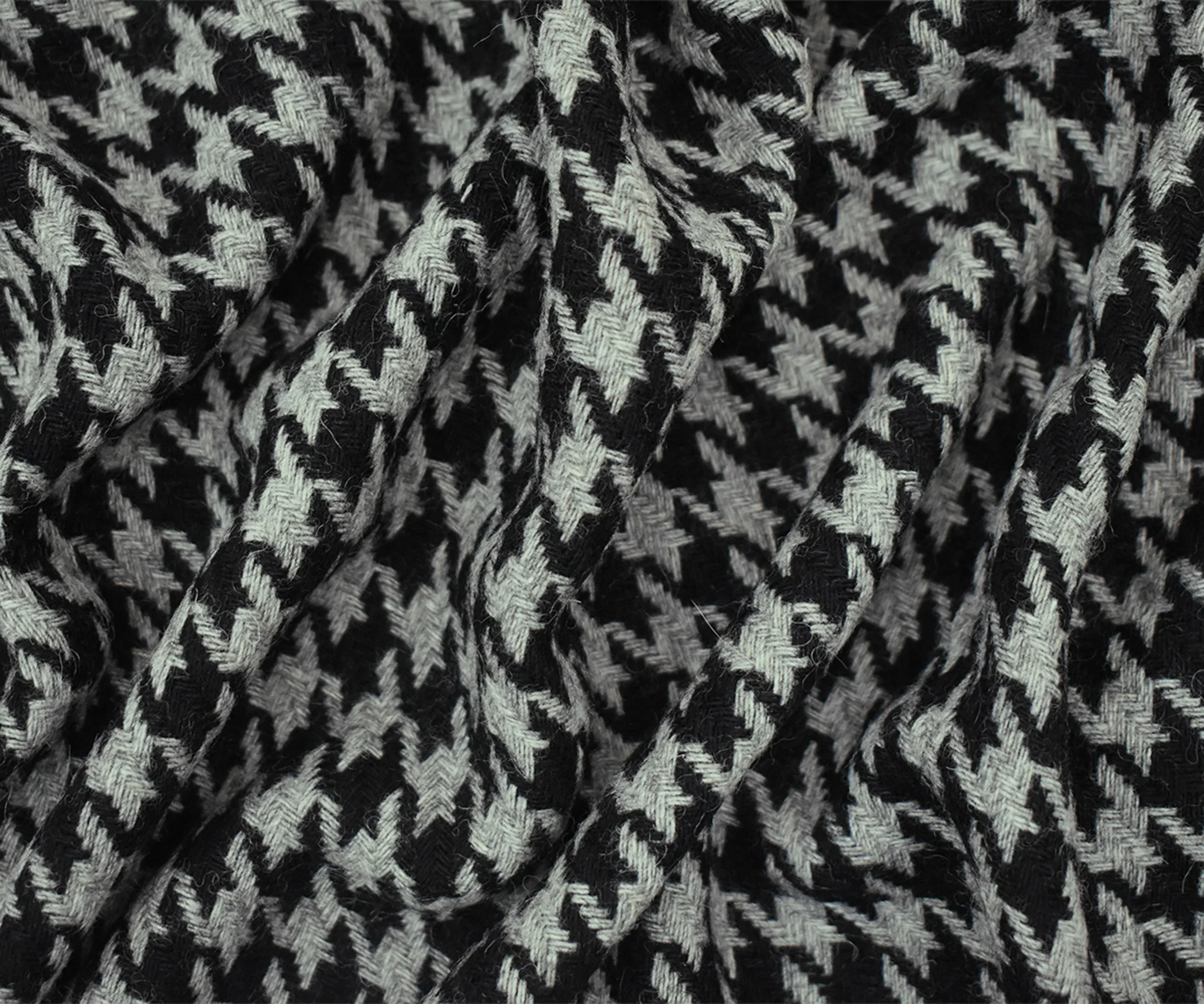 Black-Gray Wool-Polyester Houndstooth Woven Jacketing Fabric - Image 3