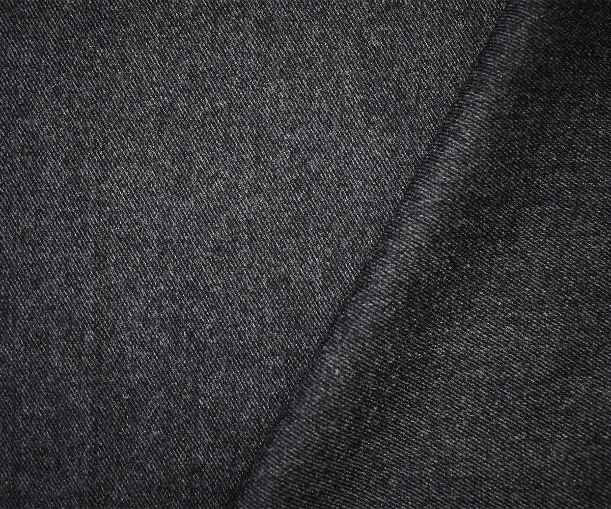 Black-Gray Wool Texture Twill Woven Jacketing Fabric - Image 2