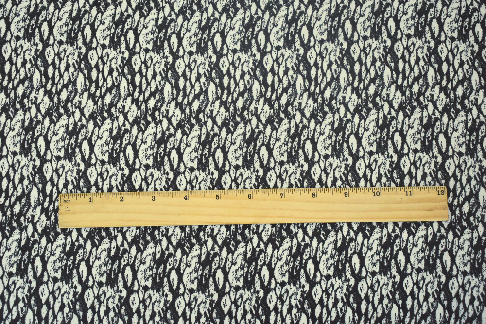 Black-Ivory Abstract Pattern Printed Poly Chiffon Woven Fabric - Image 4