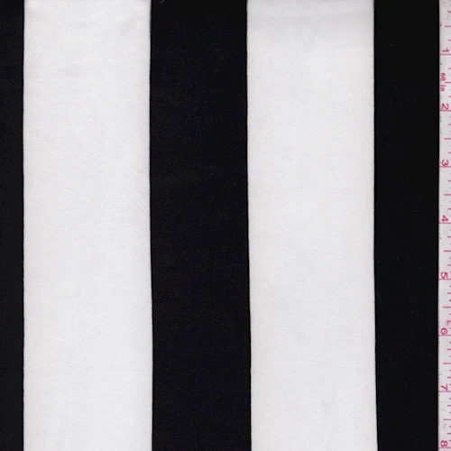 Black/Ivory Stripe Double Brushed Jersey Knit Fabric