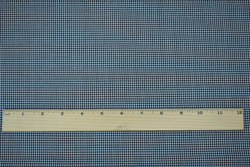 Black-Light Blue Wool Polyester Micro Houndstooth Woven Suiting Fabric - Image 5