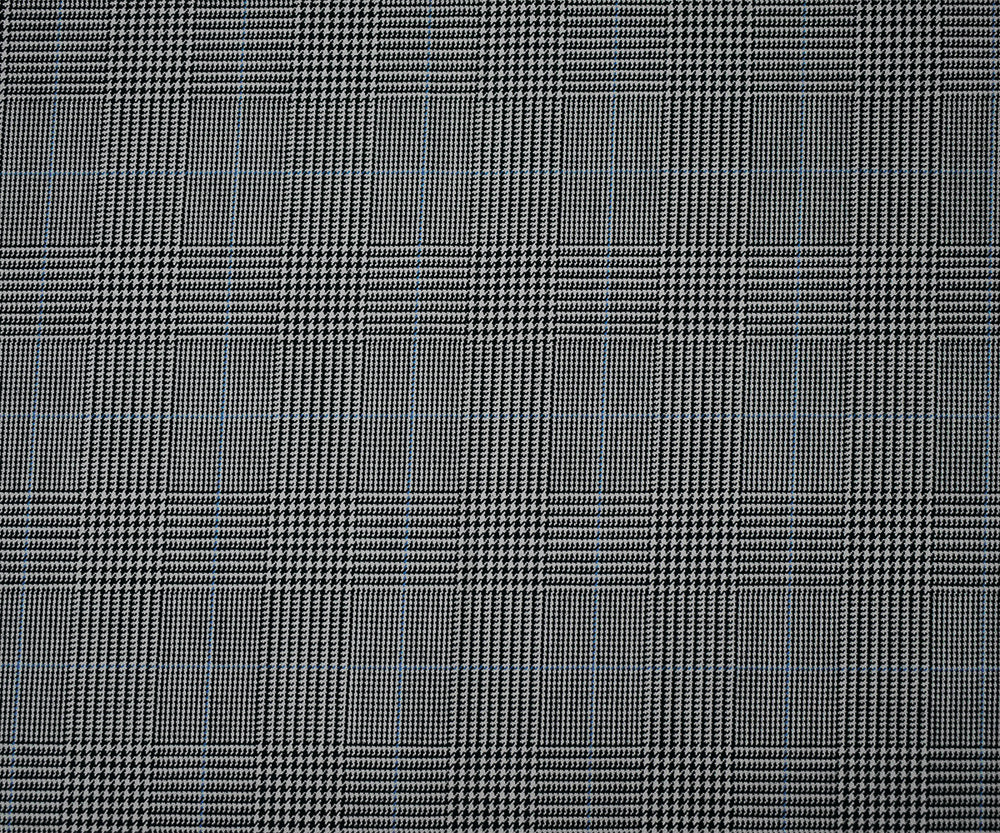 Black-Light Gray-Blue Poly Wool Blend Glen Plaid Check Suiting Woven Fabric - Image 4
