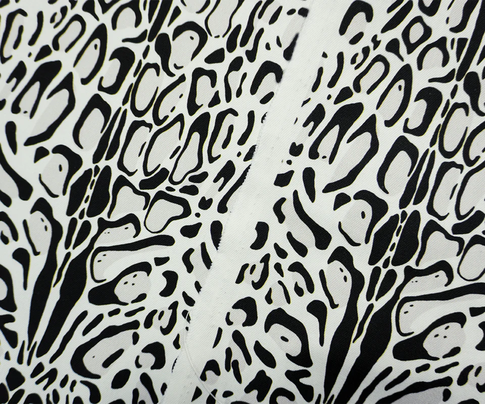 Black-Multi 11.5 oz. Leopard Printed Cotton Blend Denim Fabric - Image 2