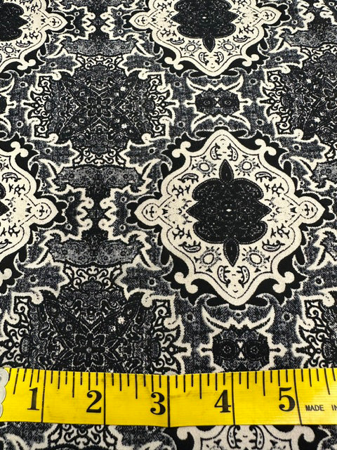 Black Multi Novelty Print Poly Georgette Fabric - Image 5