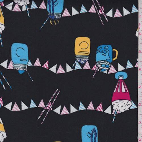 Black Multi Shake Party Double Brushed Jersey Knit Fabric