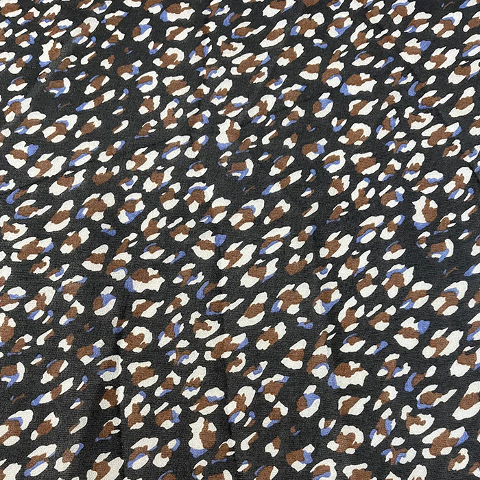 Black Popcorn Look Print Chiffon Fabric - Image 2