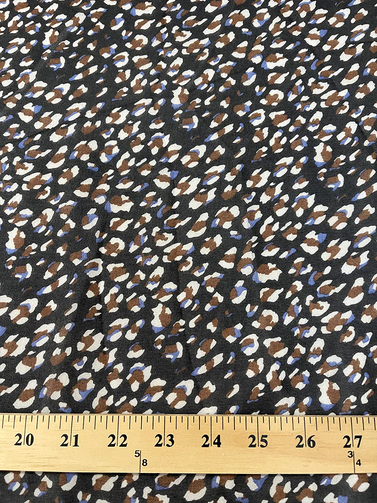 Black Popcorn Look Print Chiffon Fabric - Image 3