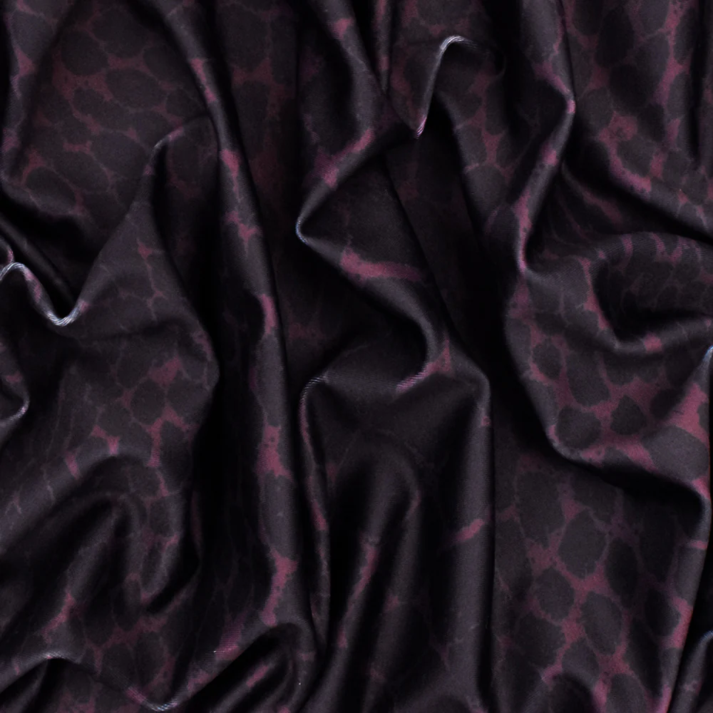 Black-Purple Famous Maker Reptile Print Stretch Tricot Swimwear Knit Fabric - Image 3