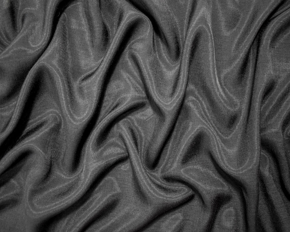 Black Rayon-Poly Sheer Solid Challis Woven Fabric - Image 3