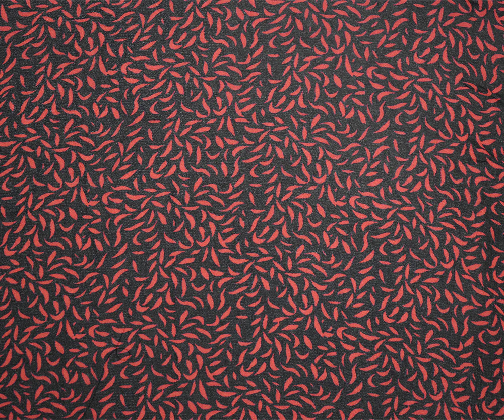 Black-Red Abstract Printed Poly Chiffon Woven Fabric - Image 3