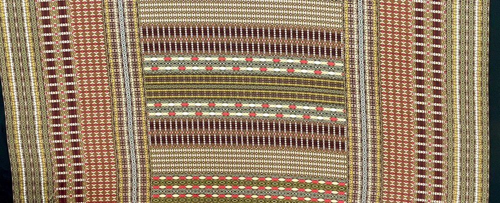 Black-Red-Multi Poly Aztec Border Printed Charmeuse Woven Fabric - Image 2