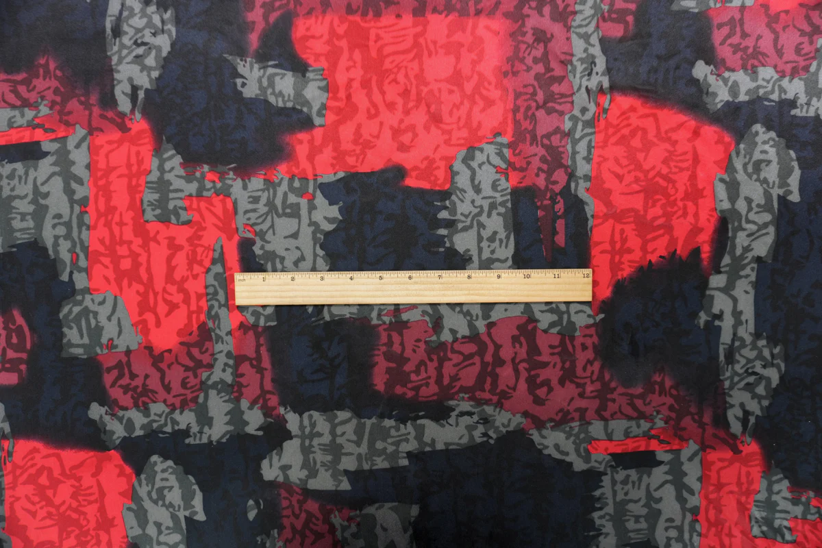 Black Silk Abstract Printed Satin Woven Fabric - Image 6