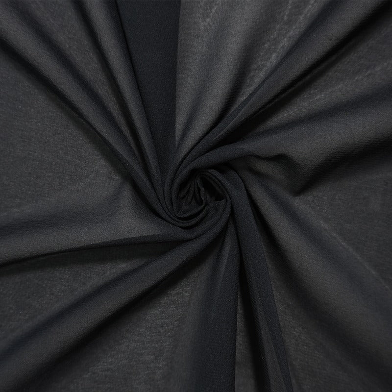 Black Silk Solid Chiffon Woven Fabric