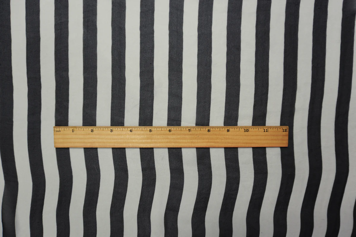 Black Silk Stripe Printed Chiffon Woven Fabric - Image 5
