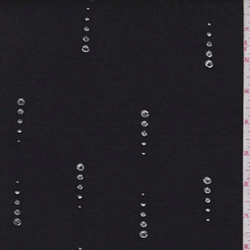 Black/Silver Rain Dot Brushed Jersey Knit Fabric