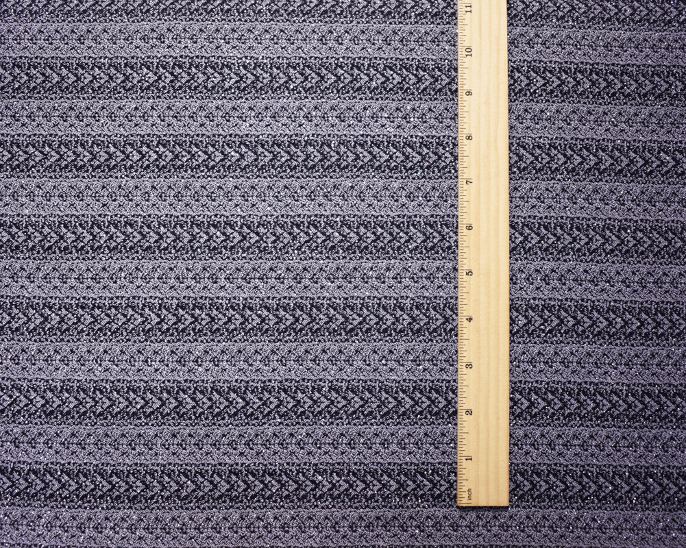 Black-Silver Rayon Blend Stretch Stripe Bengaline Jacquard Fabric - Image 4