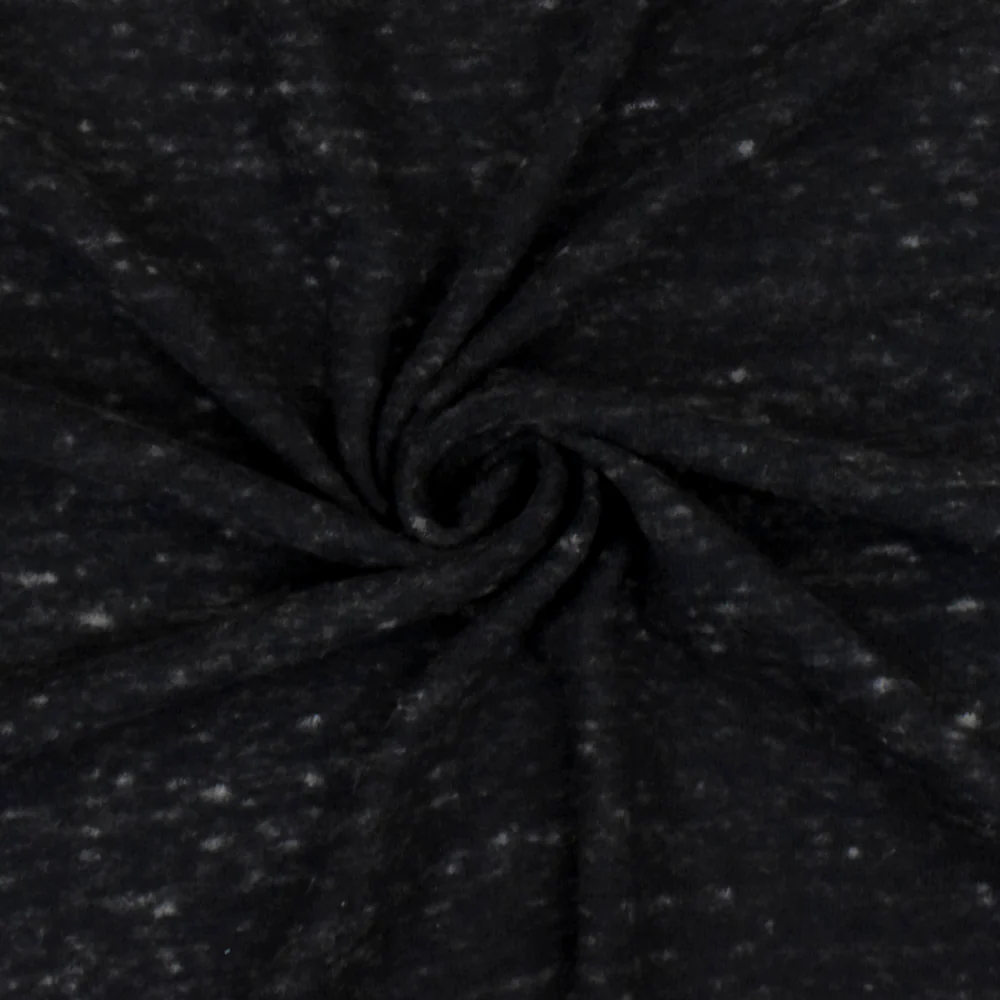 Black-Speckled Brown Famous Designer Texture Brushed Back 1x1 Rib Knit Fabric - Image 2
