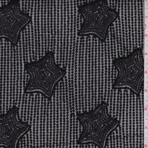 Black Star Sequin Mesh Fabric