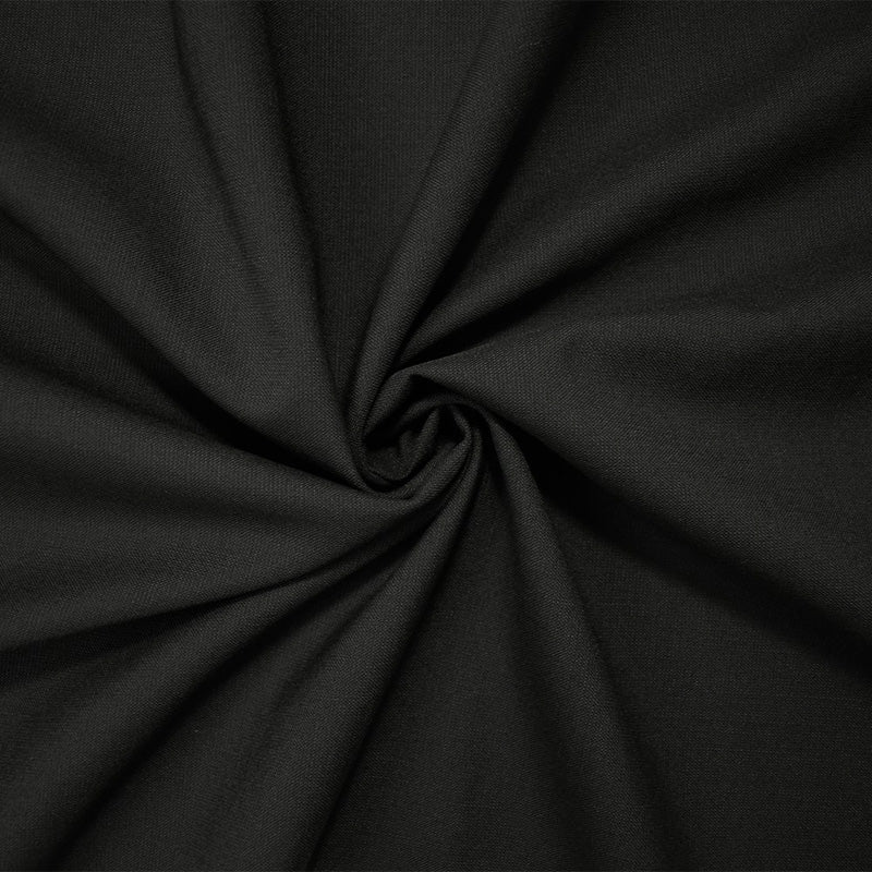 Black Tropical Wool Cotton Solid Woven Shirting Fabric