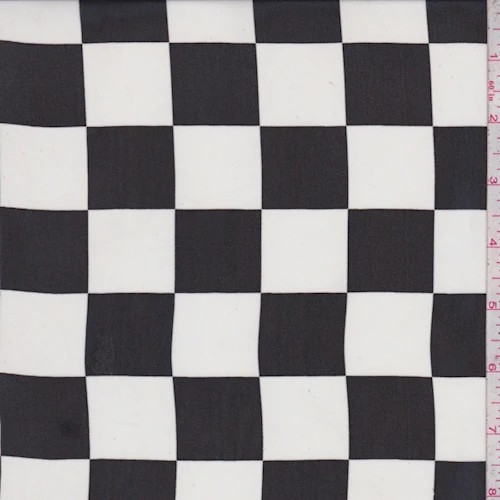Black/White Check Georgette Fabric