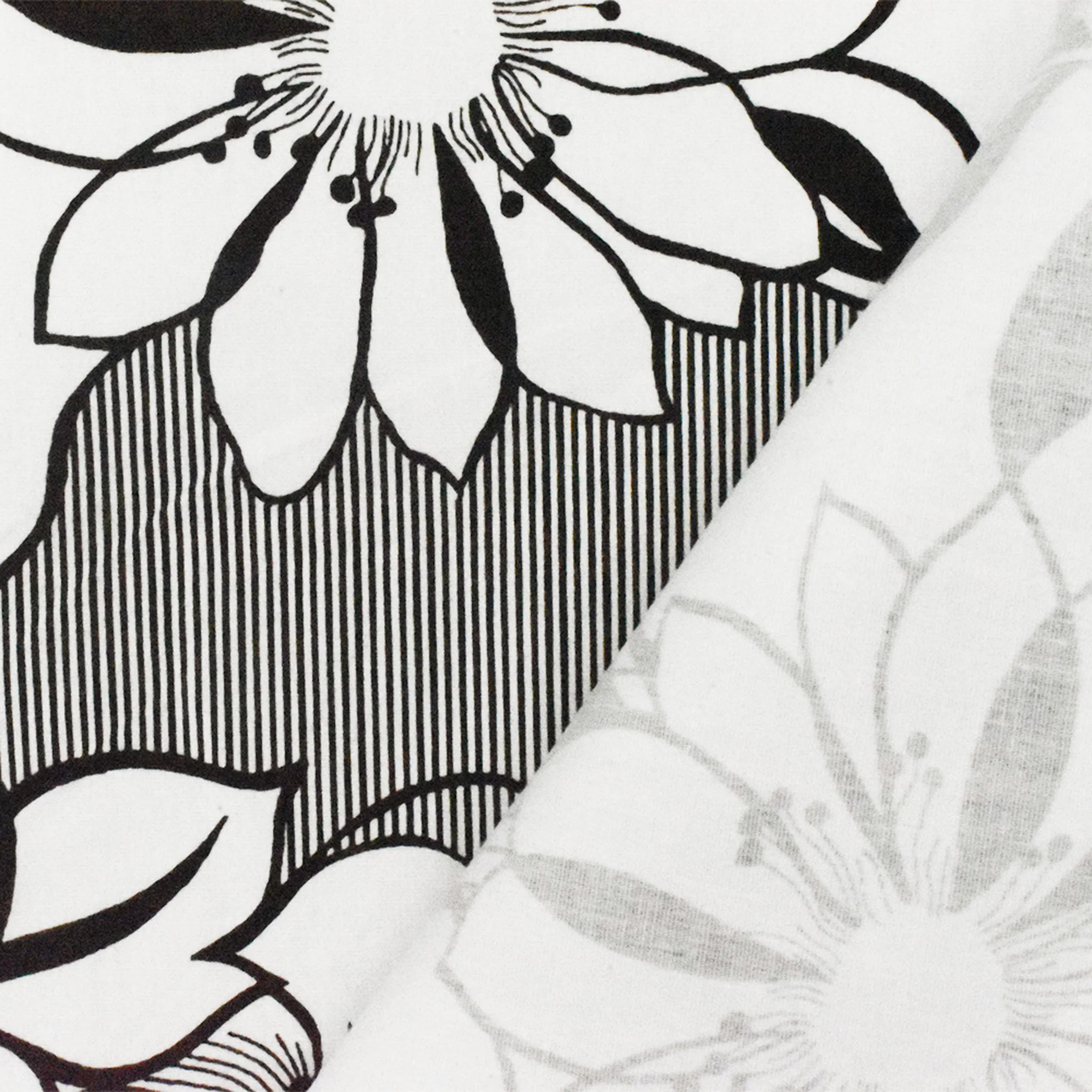 Black-White Floral Printed Stretch Cotton Spandex Poplin Woven Fabric - Image 4