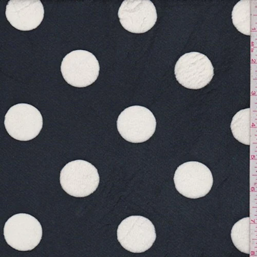 Black/White Polka Dot Print Minky Fabric