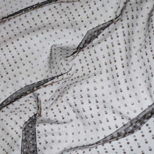 Black/White Polka Dot Velvet Flocked Mesh Fabric