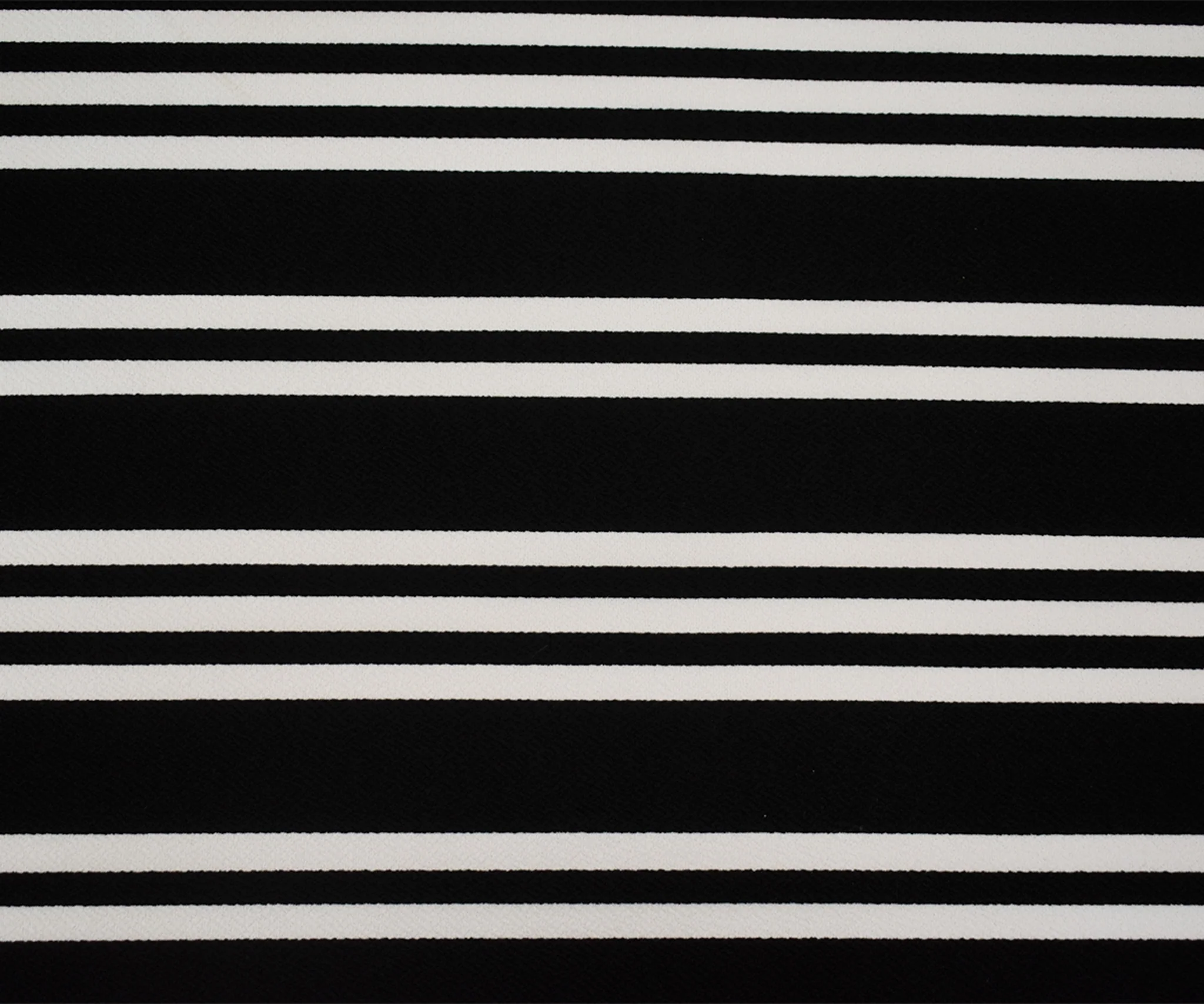 Black-White Poly Cotton Stripe Print Stretch Crepe Double Knit Fabric - Image 4