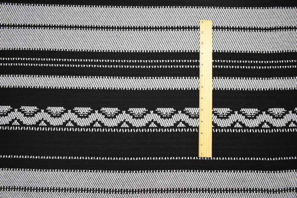 Black-White Polyester Aztec Horizontal Stripe Double Knit Fabric - Image 5