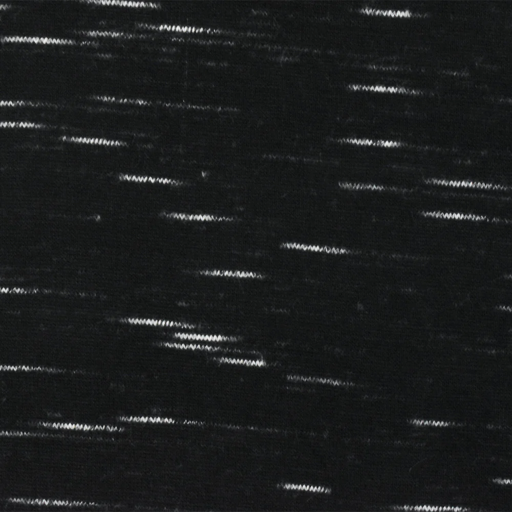 Black-White Slub Stretch Spandex Rayon Jersey Knit Fabric - Image 2