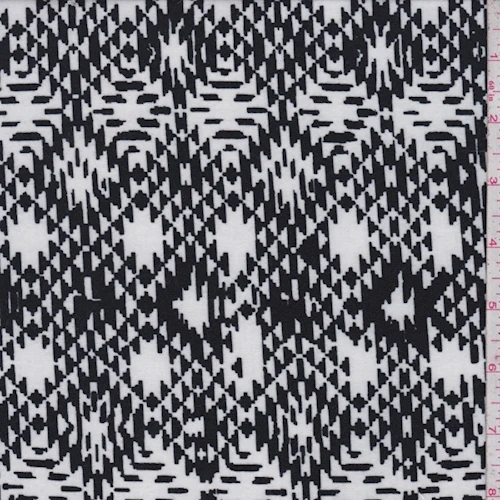 Black/White Southwest Print Jersey Knit Fabric