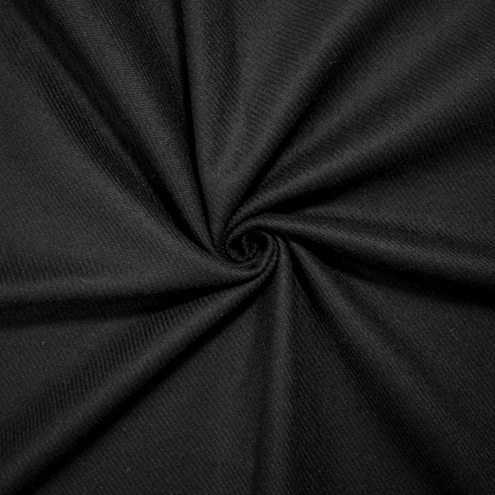 Black Wool-Poly Japanese Twill Woven Jacketing Fabric