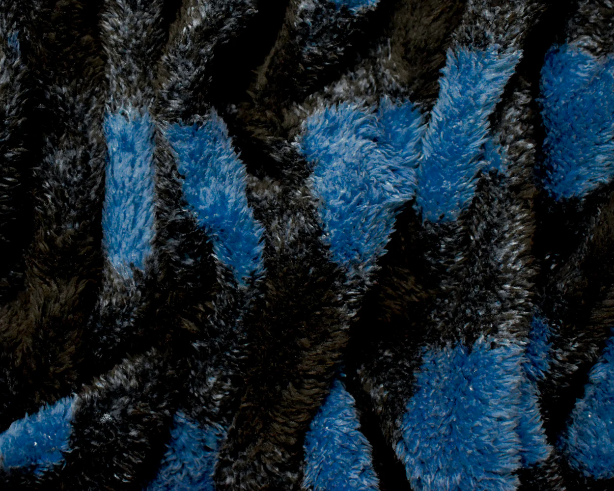 Blue-Black Polyester Check Plaid Double Sided Fleece Knit Fabric - Image 3