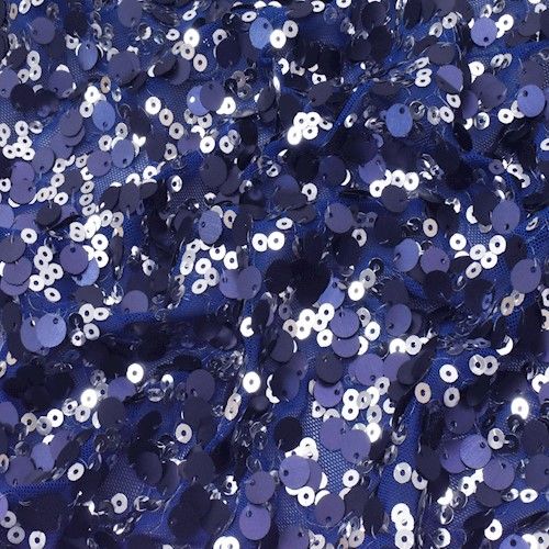 Blue/Black/Silver Confetti Sequined Stretch Mesh Fabric - Image 3