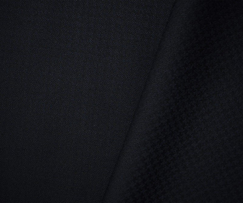 Blue-Black Wool Rayon Houndstooth Twill Woven Suiting Fabric - Image 2