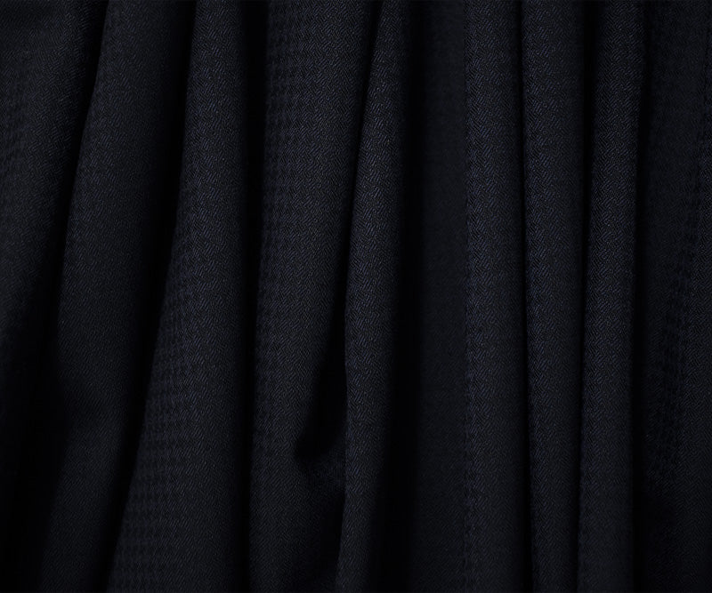 Blue-Black Wool Rayon Houndstooth Twill Woven Suiting Fabric - Image 3