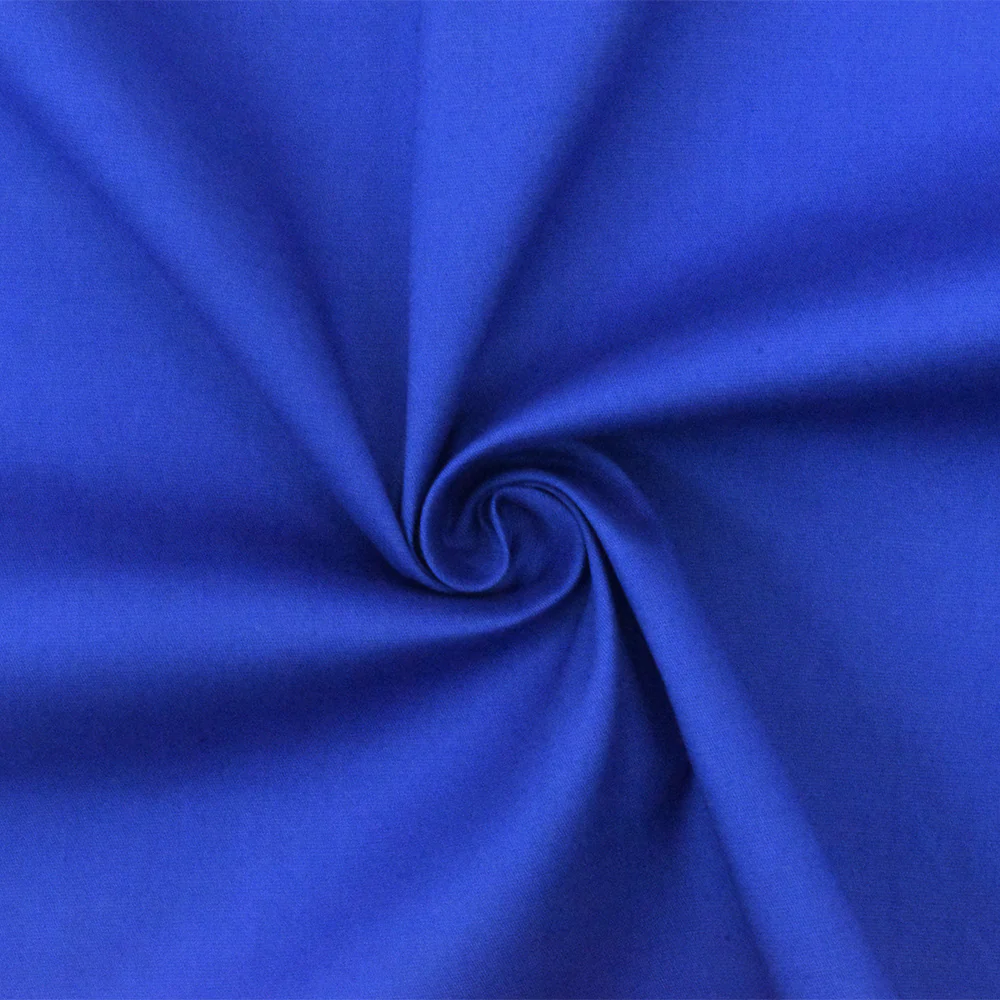 Blue Cotton Solid Stretch Spandex Poplin Woven Fabric - Image 3