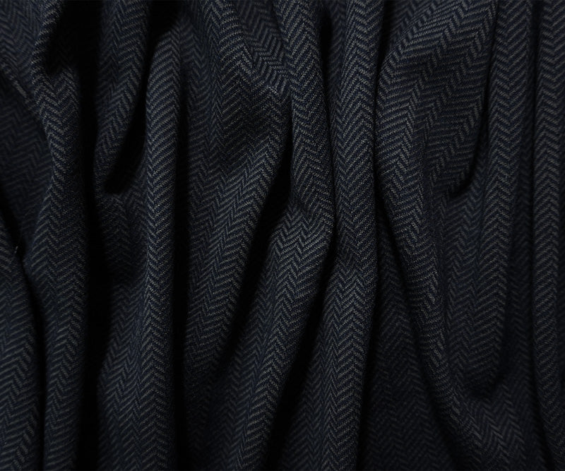 Blue-Gray Wool Poly Spandex Stretch Herringbone Double Knit Fabric - Image 3